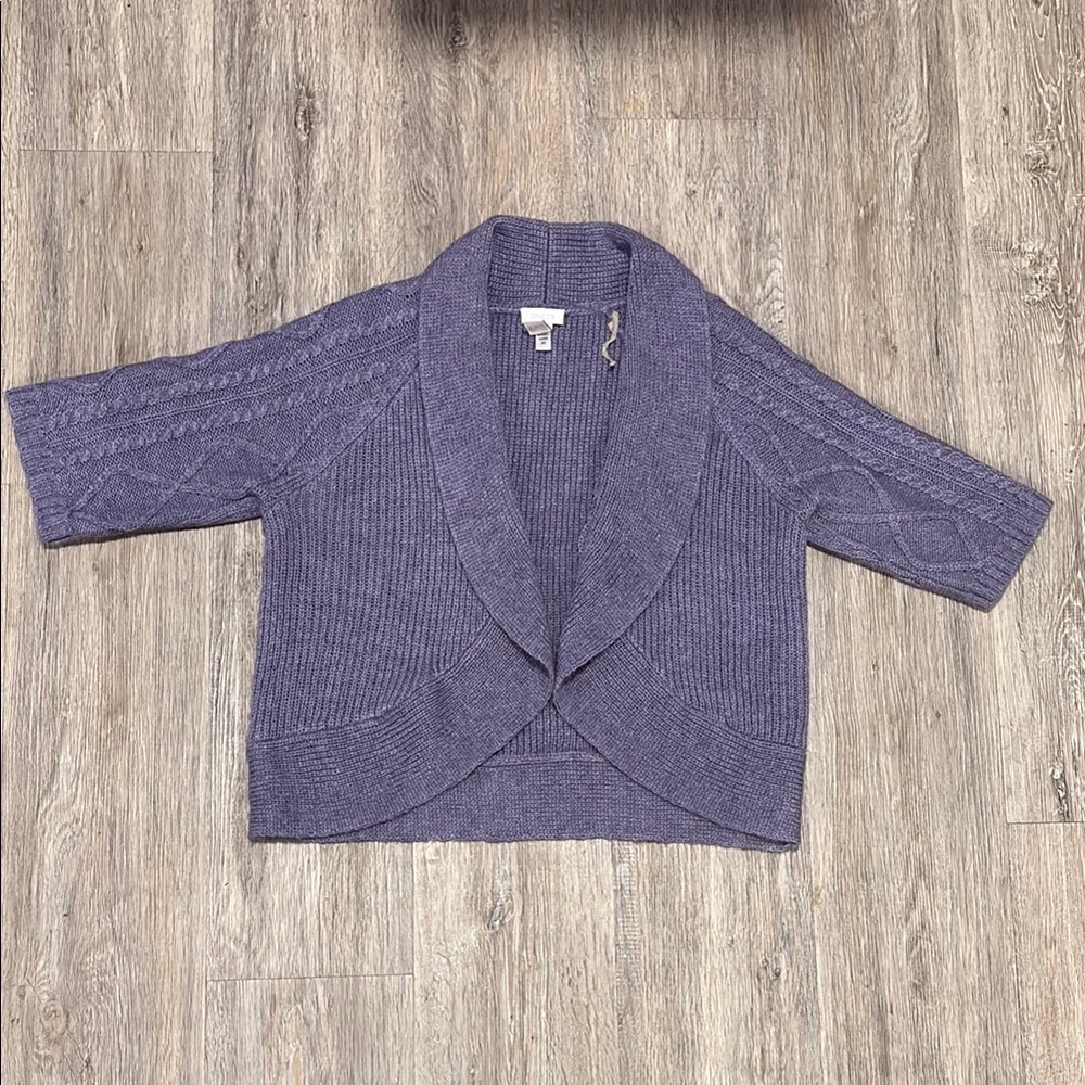 Chico’s Wool Mohair Blend 3/4 Sleeve Open Knit Cardigan